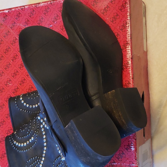 Guess Esperanz Boots sz 7.5 Black leather silver studded - Picture 4 of 8